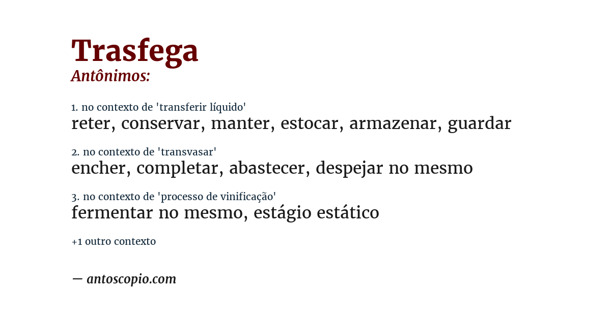 Antônimo de trasfega