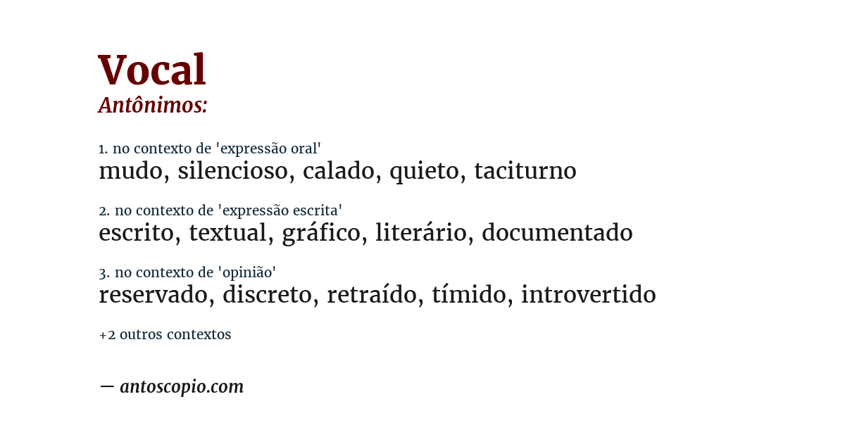 Antônimo de vocal
