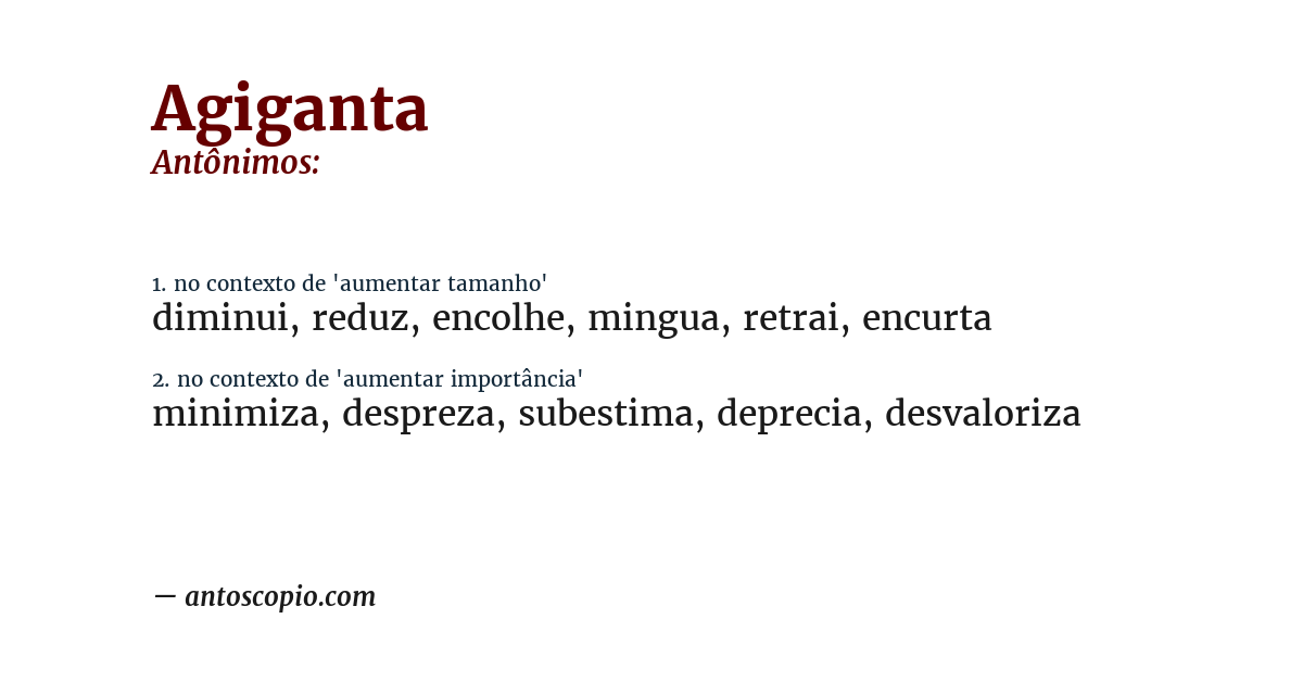 Antônimo de agiganta