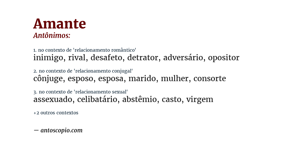Antônimo de amante