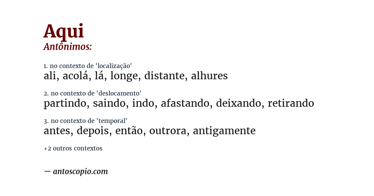 Antônimo de aqui