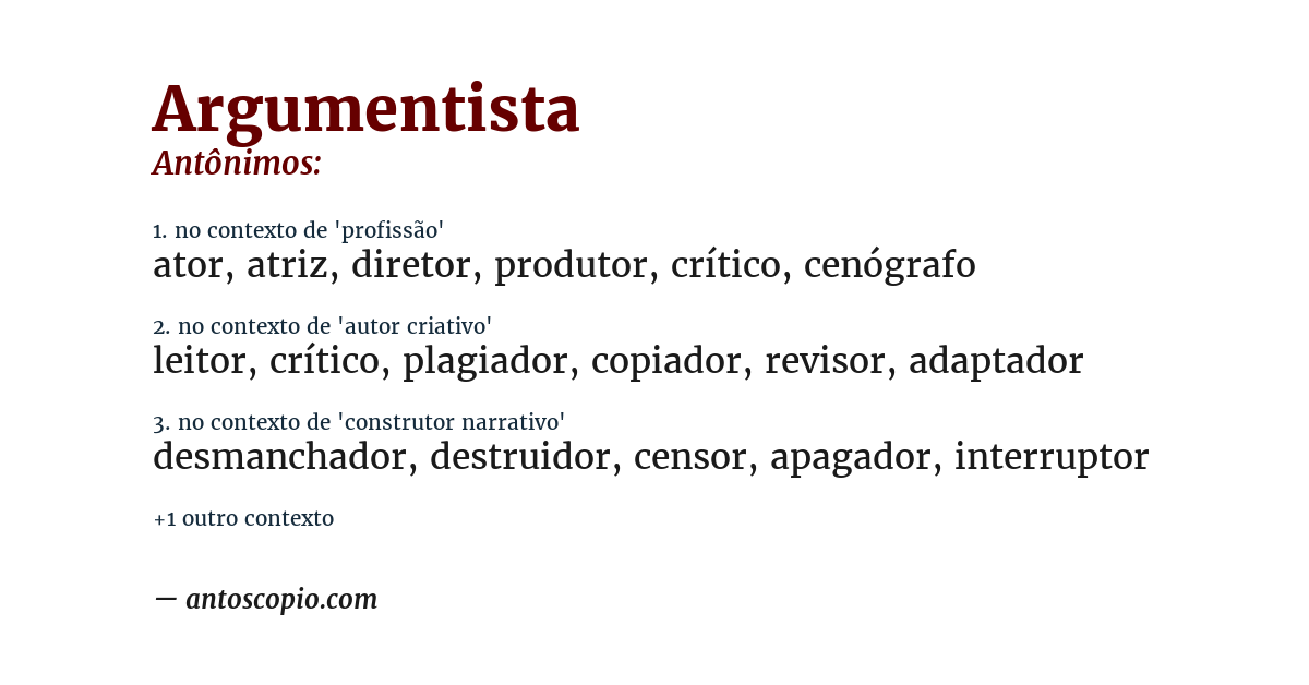 Antônimo de argumentista