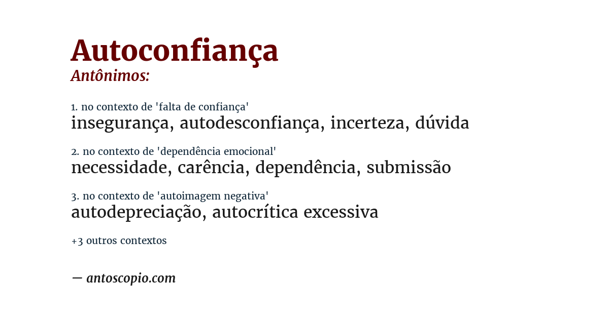 Antônimo de autoconfiança