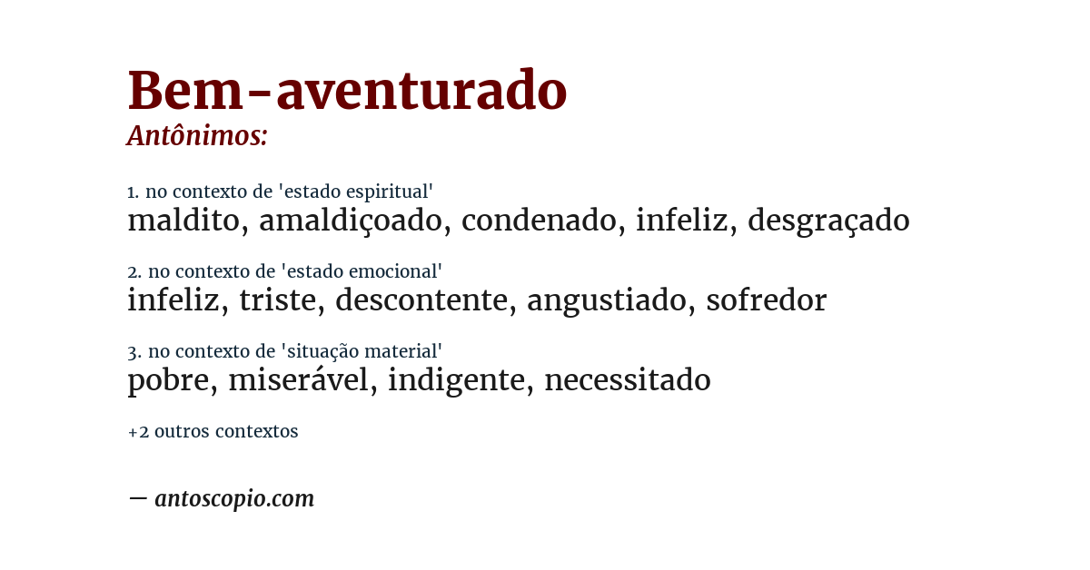 Antônimo de bem-aventurado