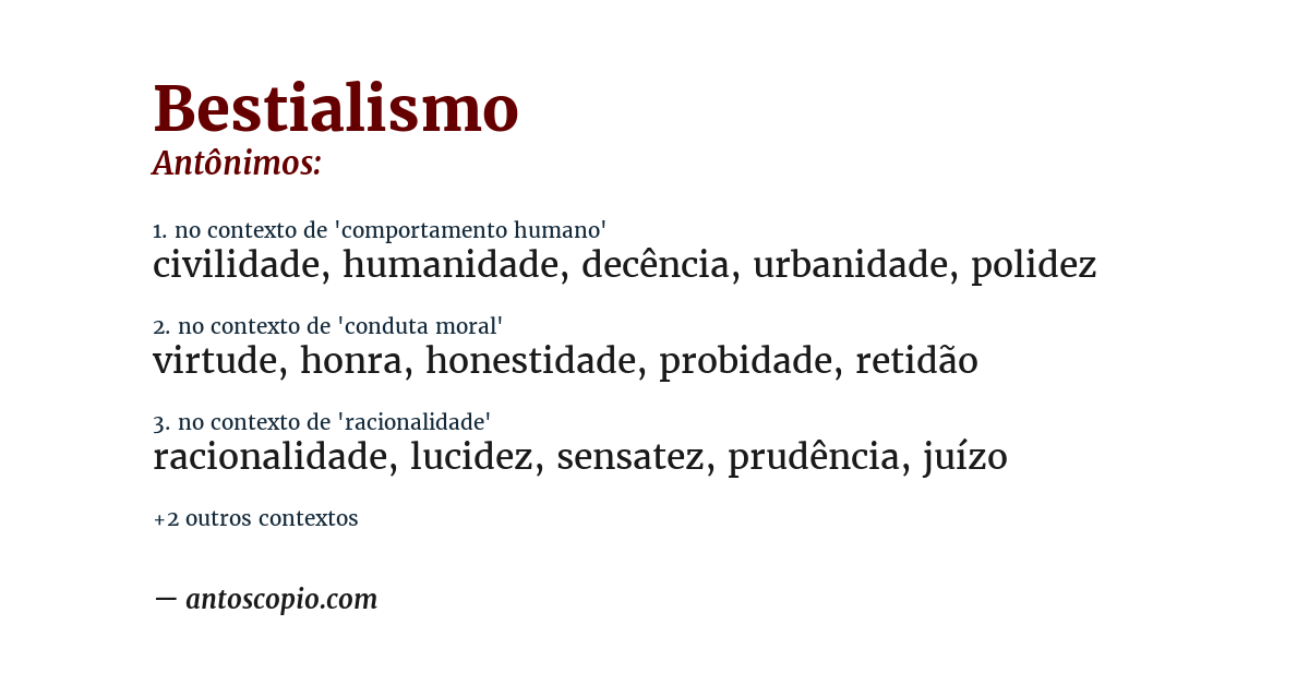 Antônimo de bestialismo