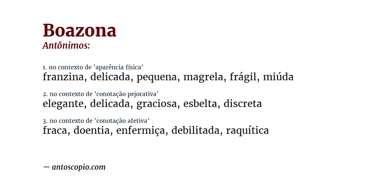 Antônimo de boazona