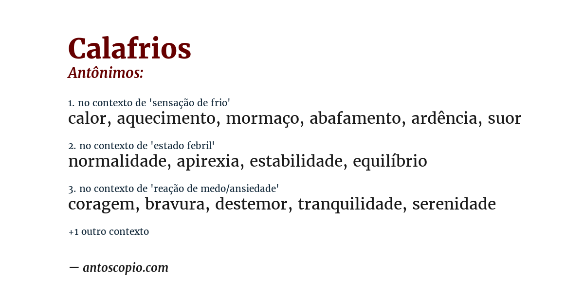 Antônimo de calafrios