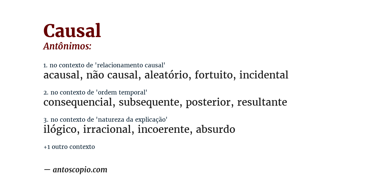 Antônimo de causal