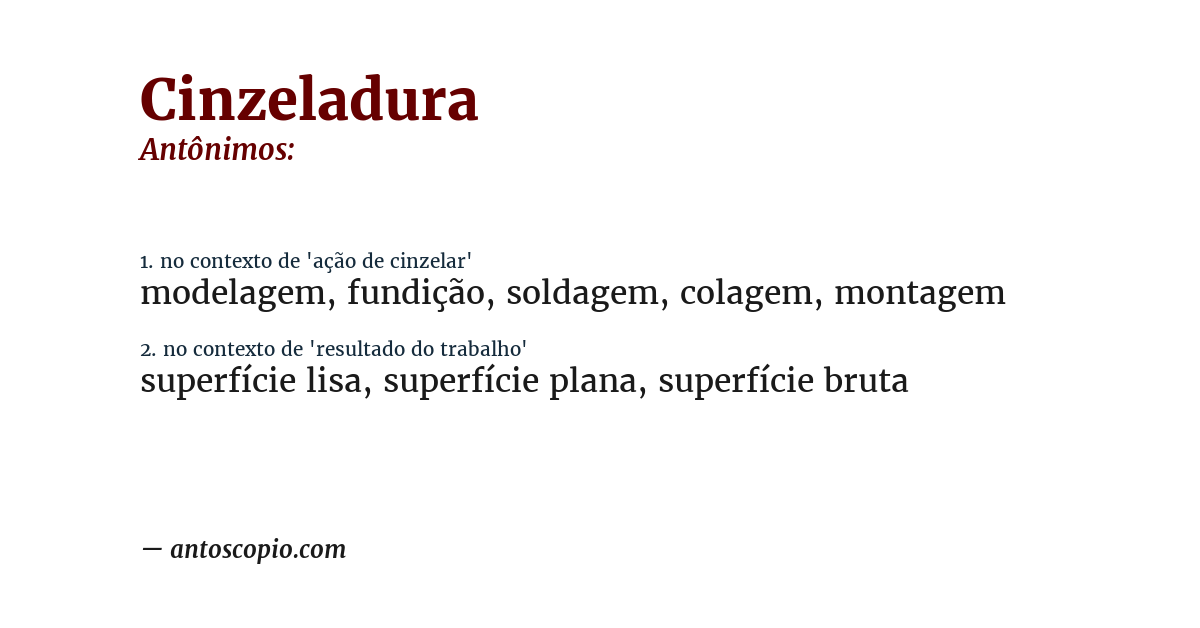 Antônimo de cinzeladura