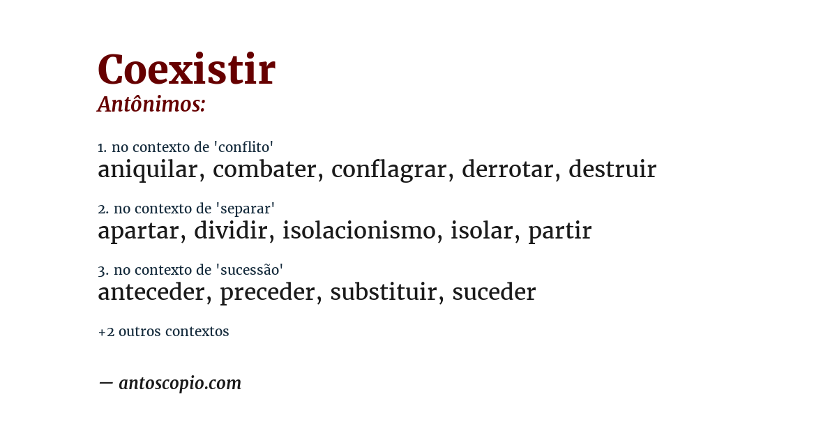 Antônimo de coexistir