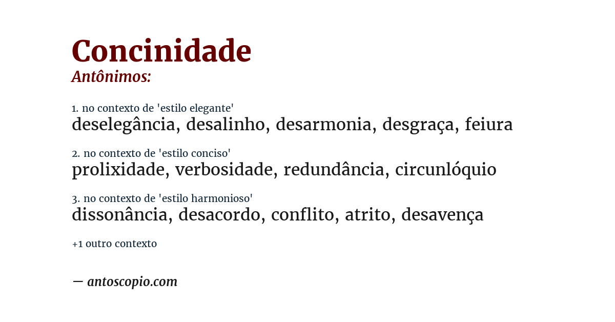 Antônimo de concinidade