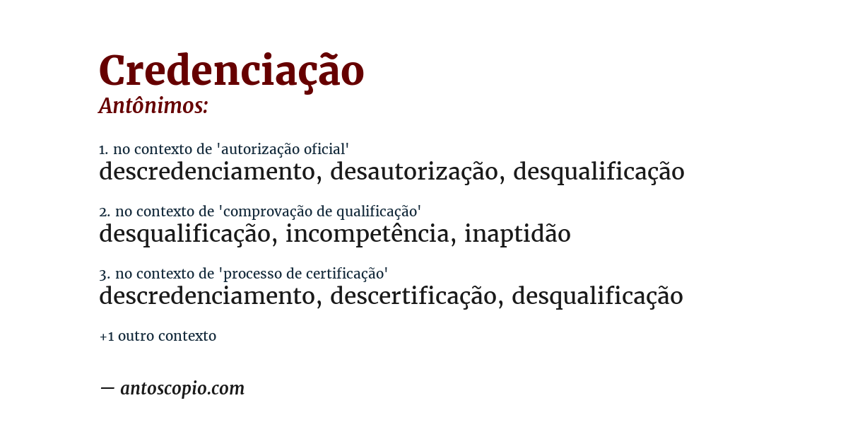Antônimo de credenciação