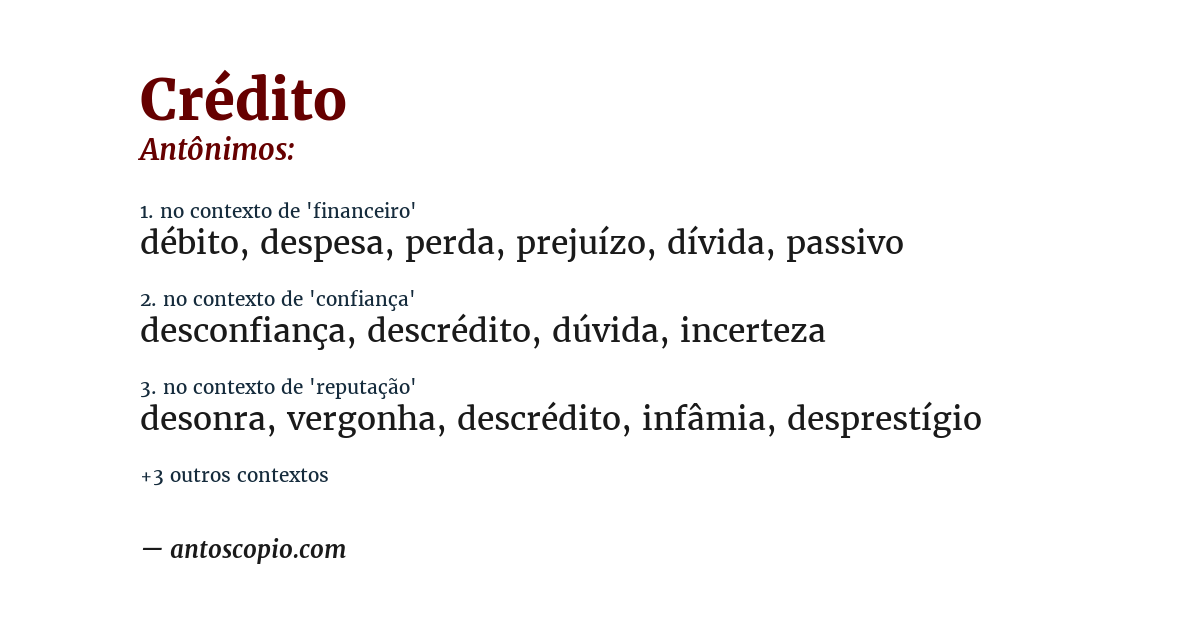 Antônimo de crédito