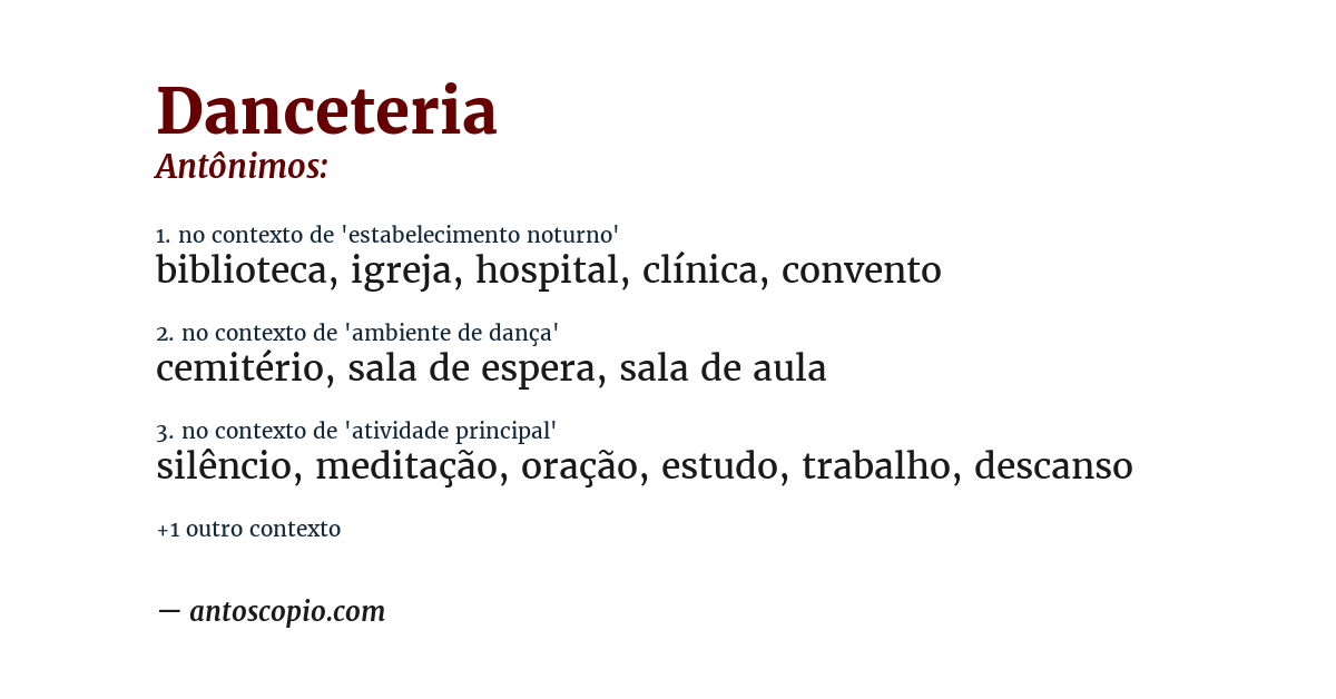 Antônimo de danceteria