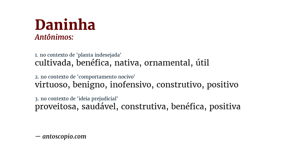 Antônimo de daninha