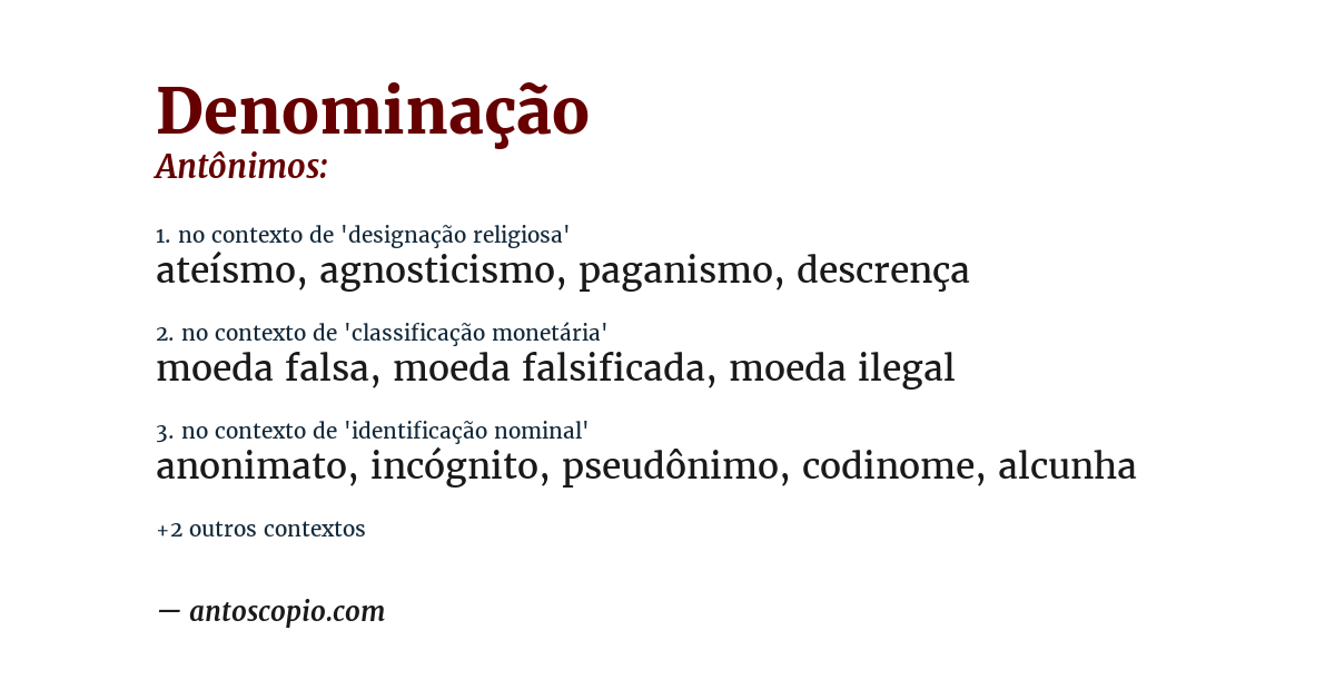 Antônimo de denominação