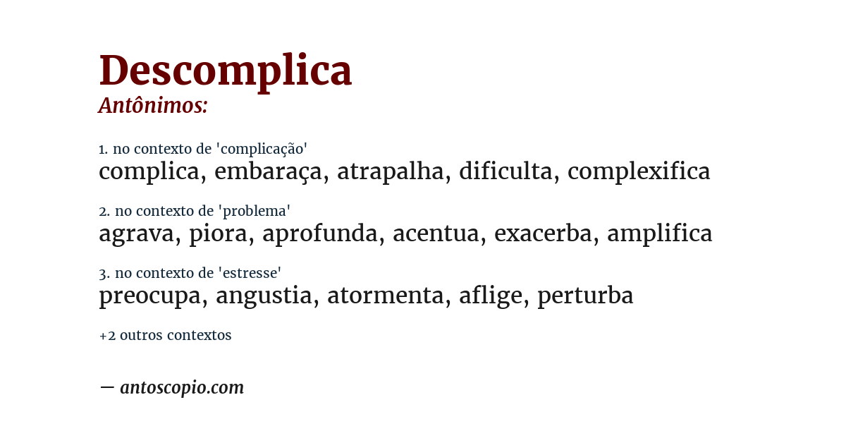 Antônimo de descomplica