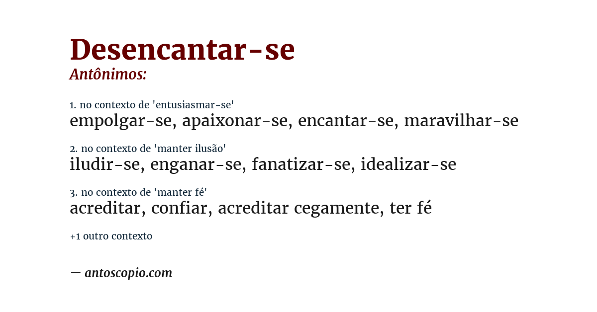 Antônimo de desencantar-se