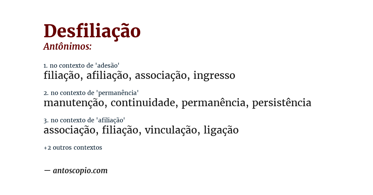 Antônimo de desfiliação