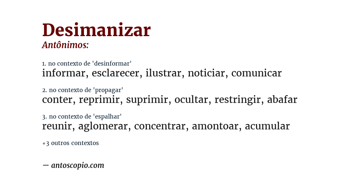 Antônimo de desimanizar