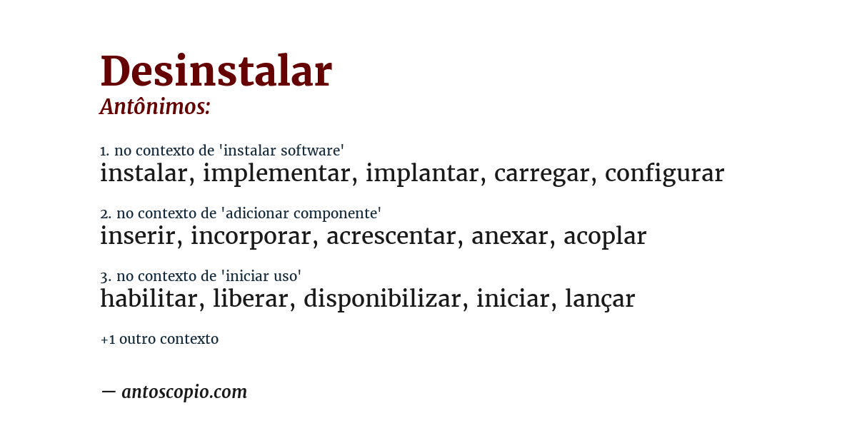 Antônimo de desinstalar