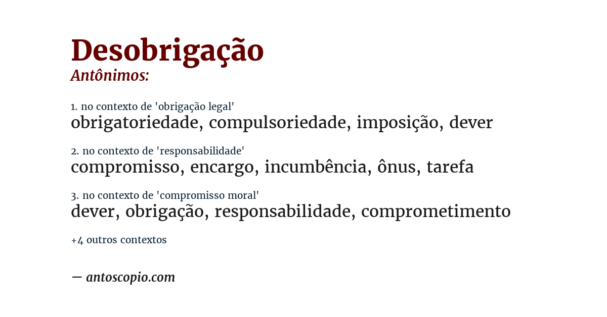 Antônimo de desobrigação