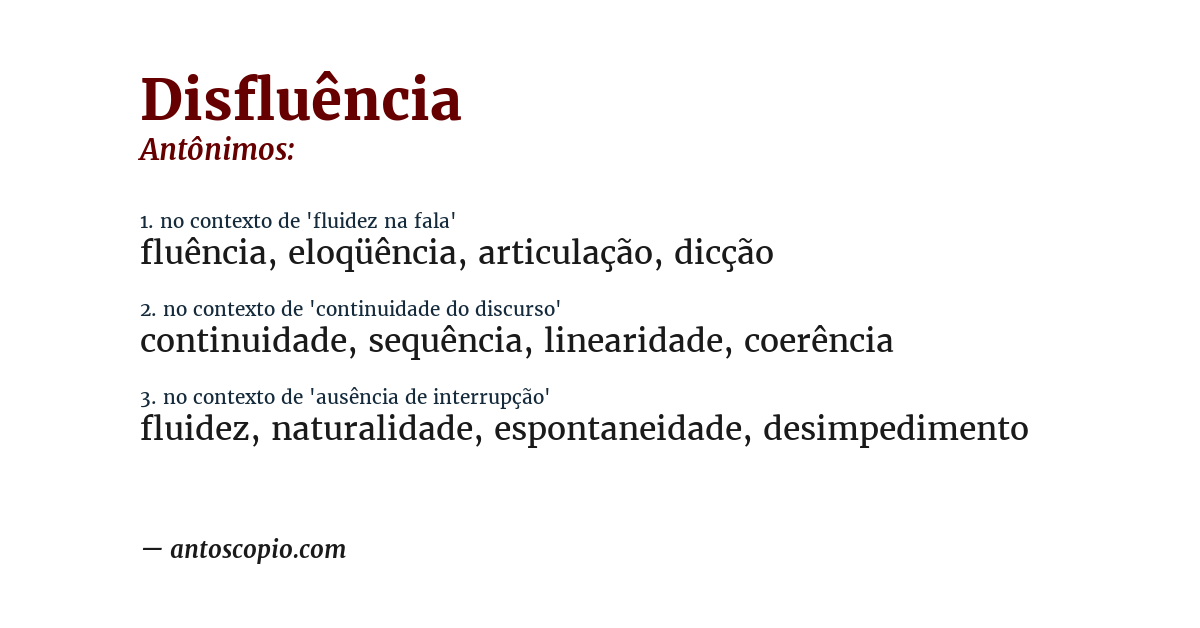 Antônimo de disfluência