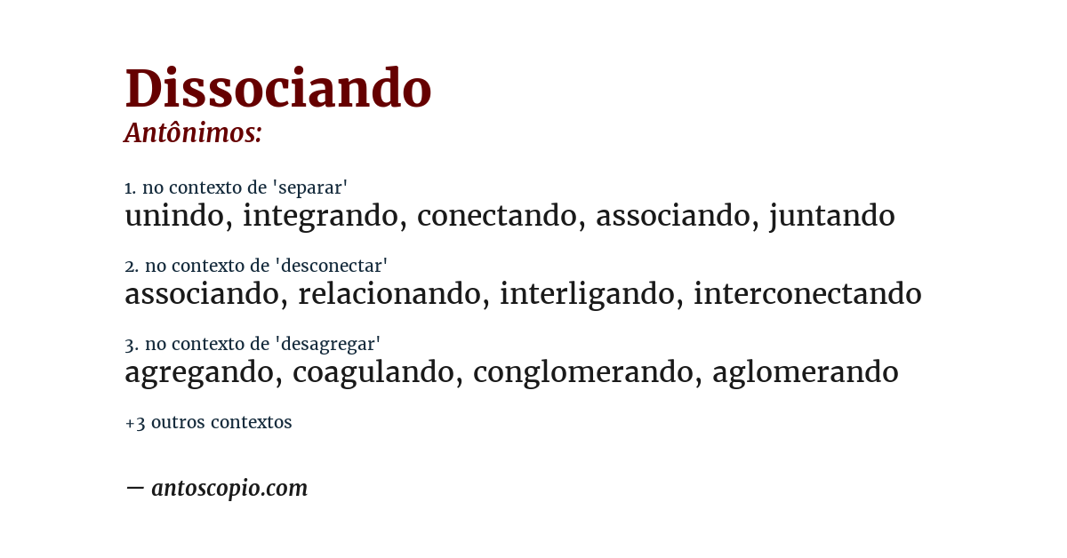 Antônimo de dissociando