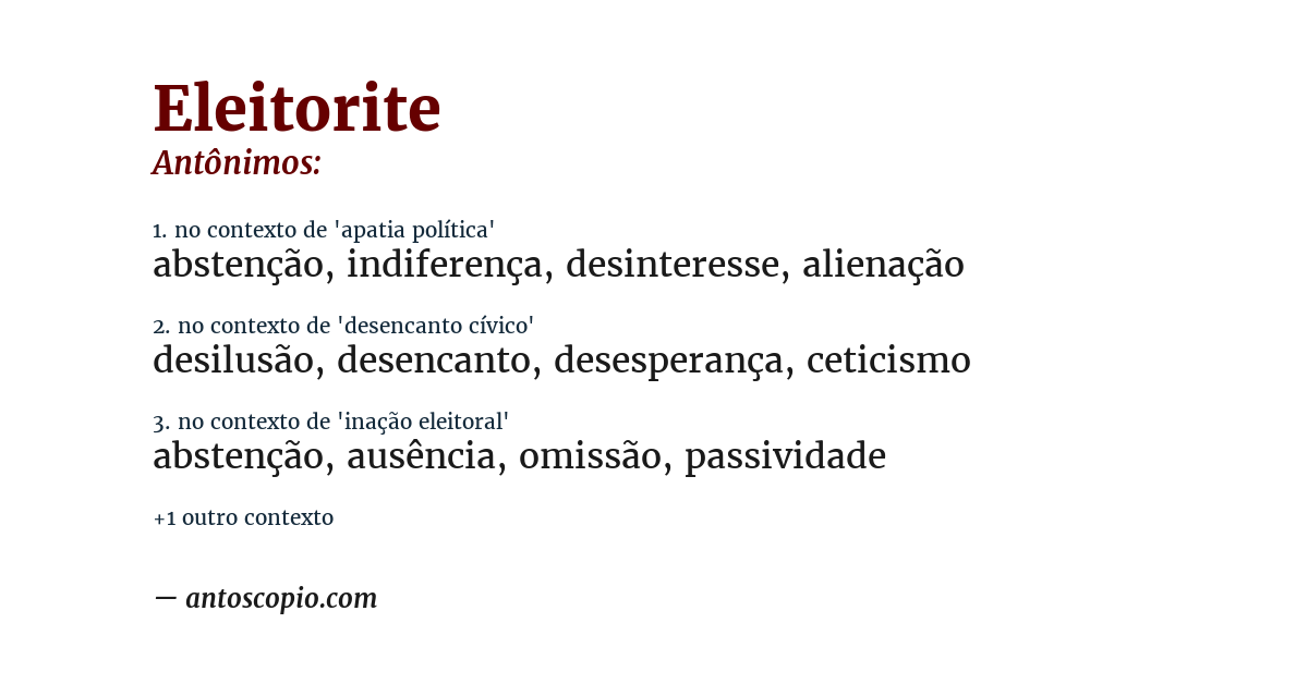 Antônimo de eleitorite