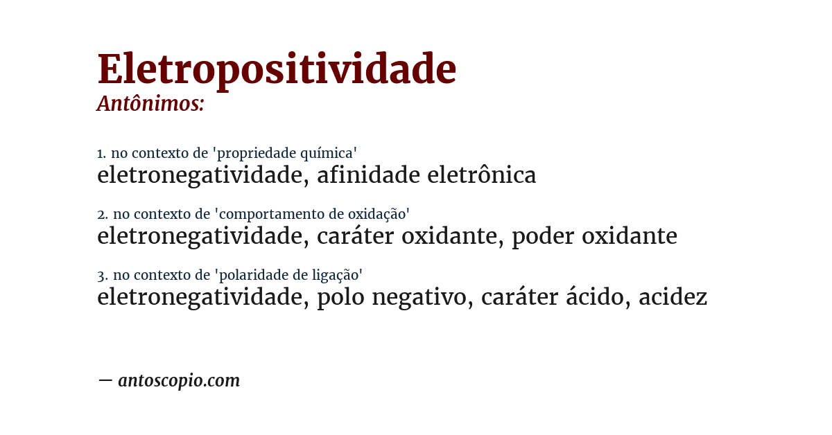Antônimo de eletropositividade