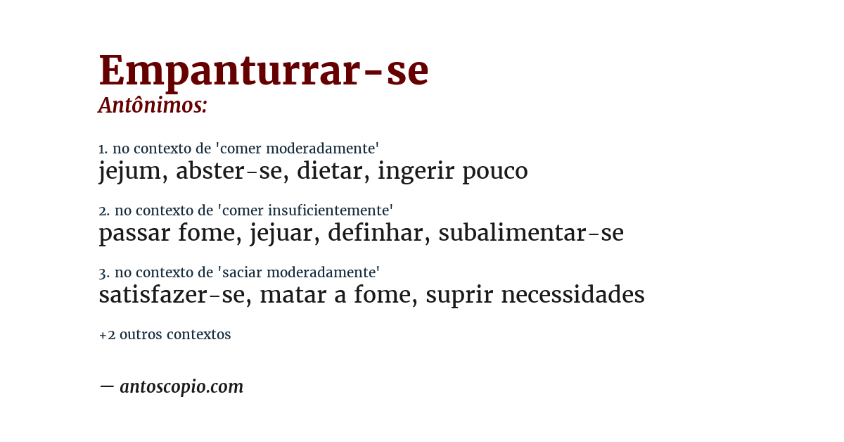 Antônimo de empanturrar-se