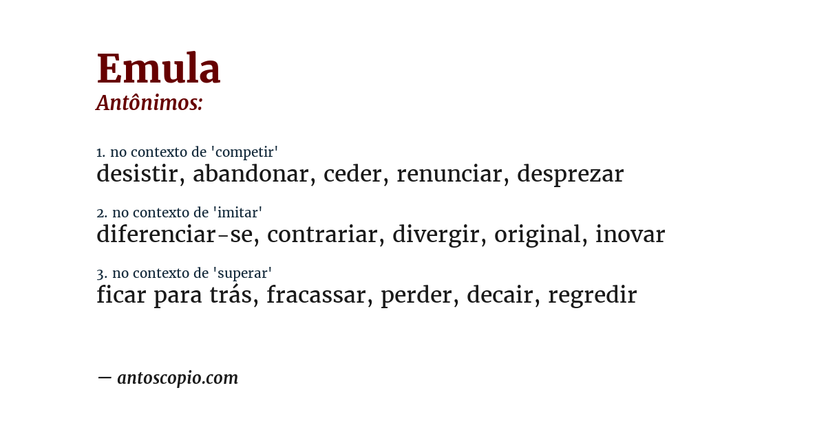 Antônimo de emula