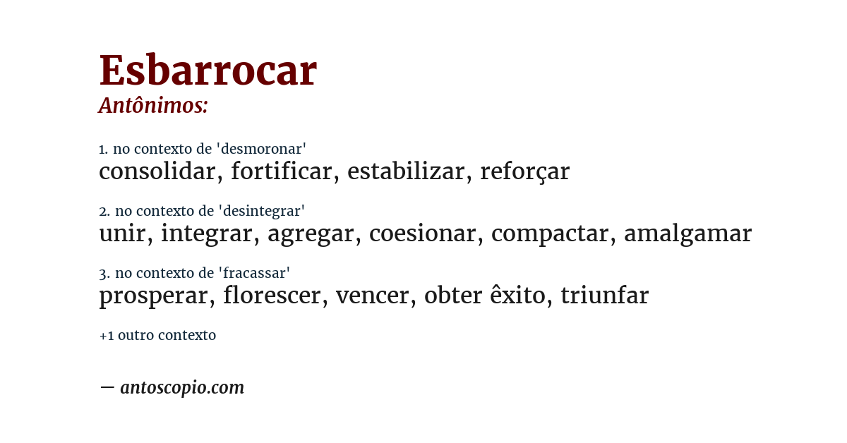 Antônimo de esbarrocar