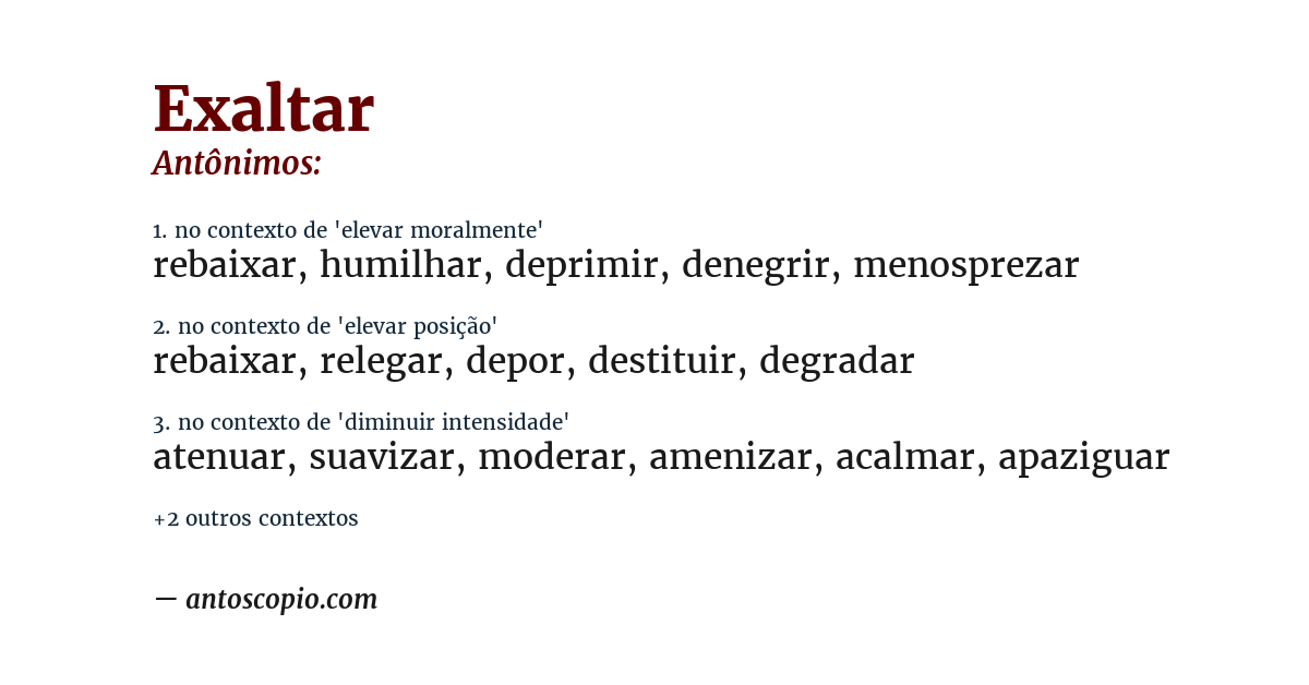 Antônimo de exaltar