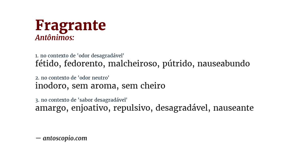 Antônimo de fragrante