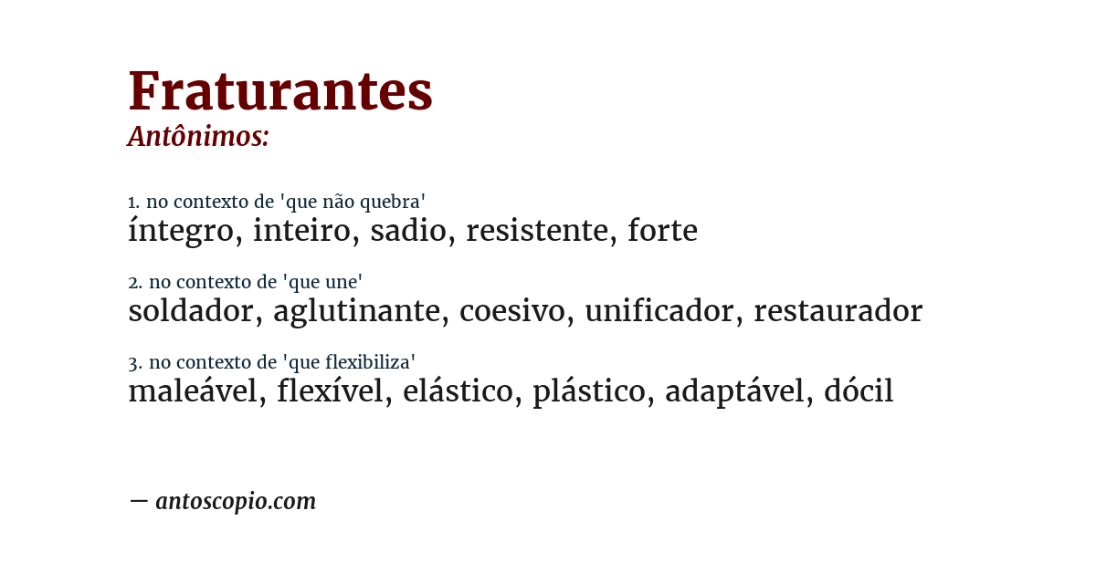 Antônimo de fraturantes