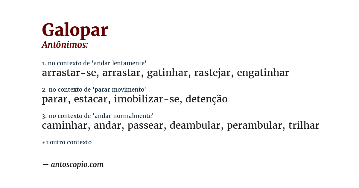 Antônimo de galopar