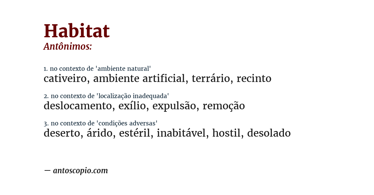 Antônimo de habitat