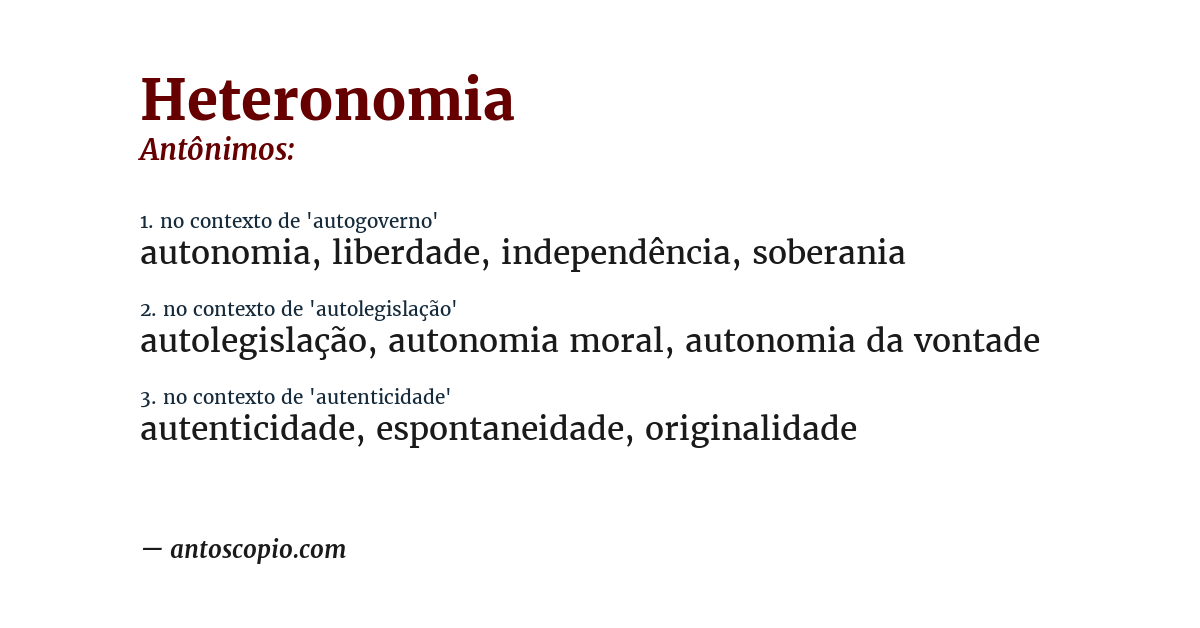 Antônimo de heteronomia