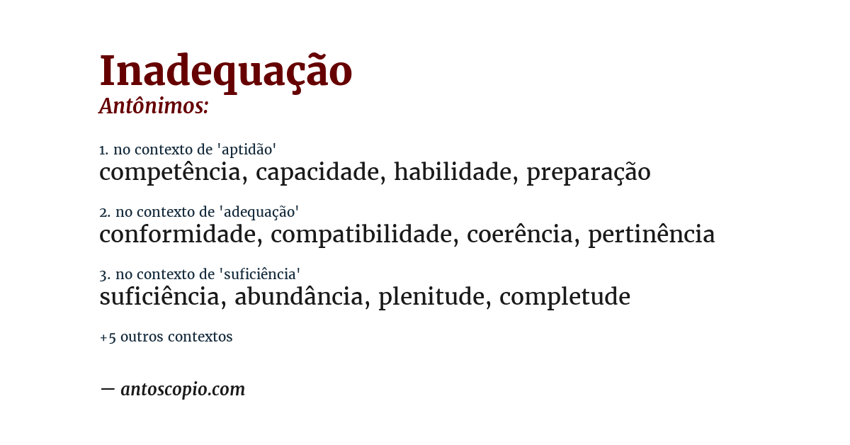 Antônimo de inadequação