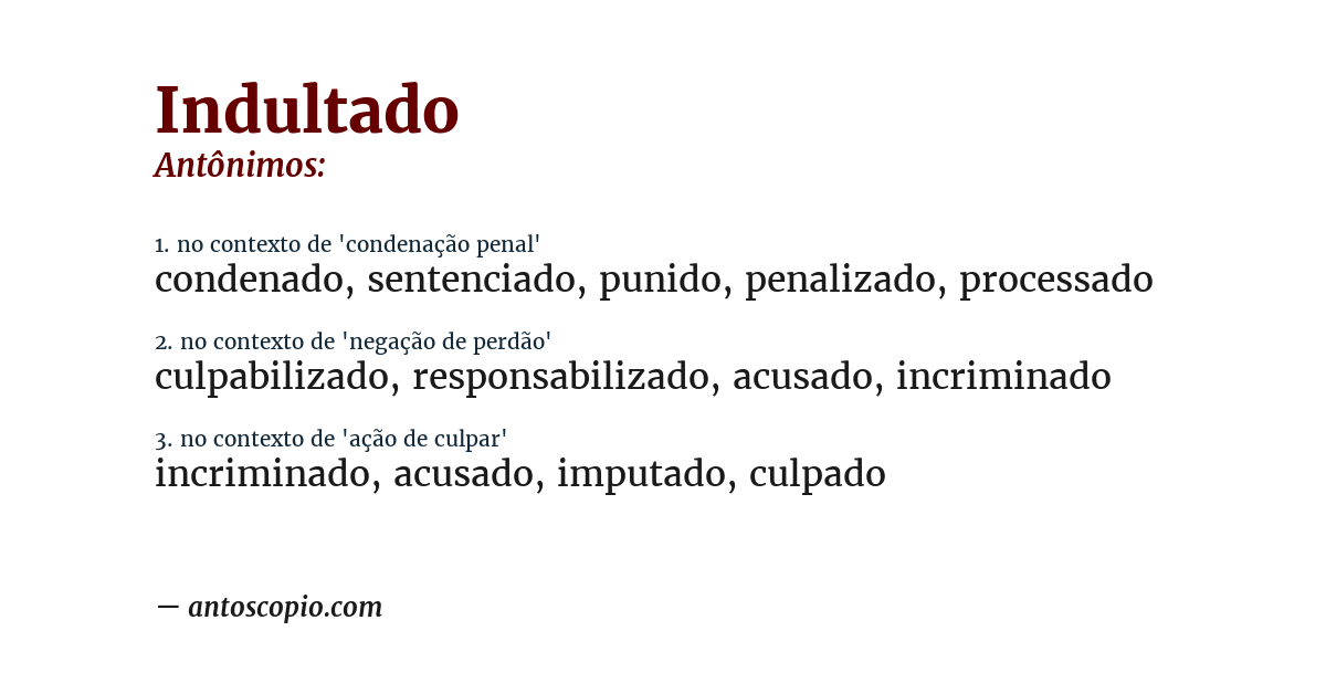 Antônimo de indultado