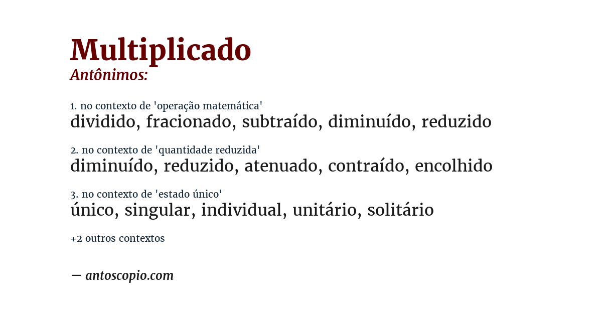 Antônimo de multiplicado