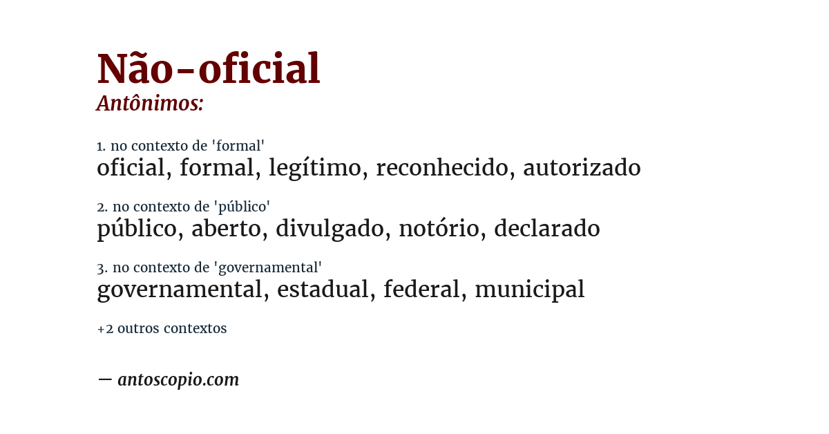Antônimo de não-oficial