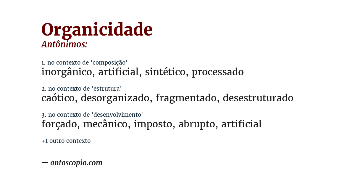 Antônimo de organicidade