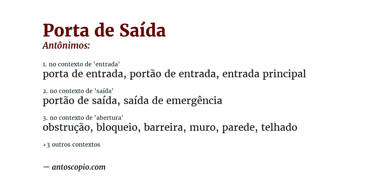 Antônimo de porta de saída