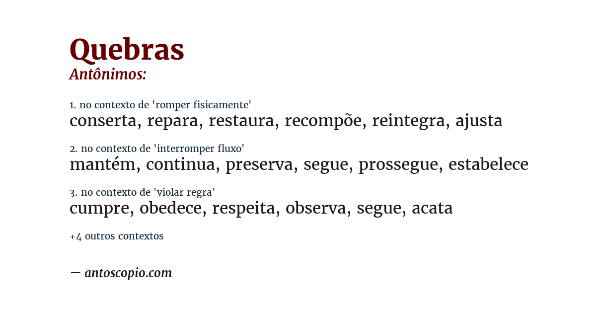 Antônimo de quebras