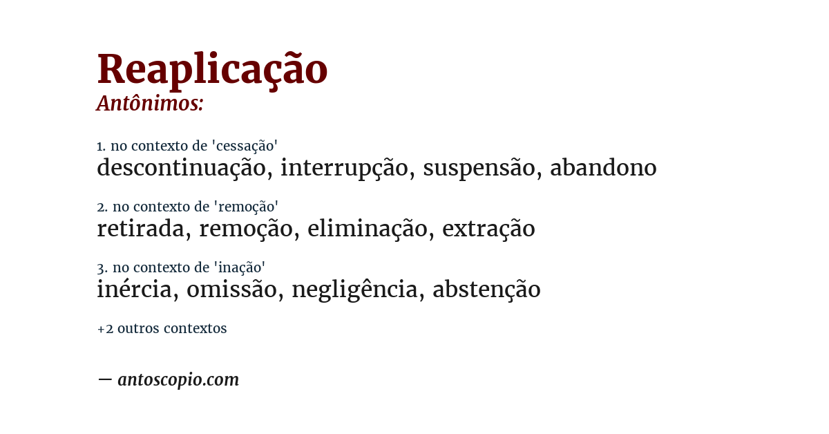 Antônimo de reaplicação