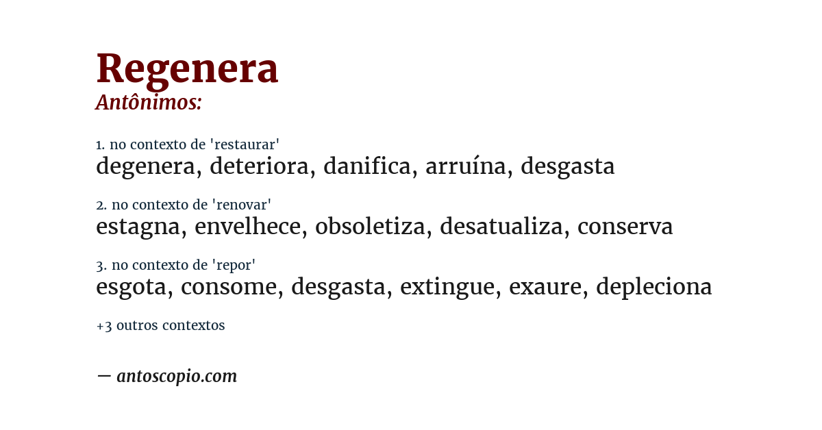 Antônimo de regenera