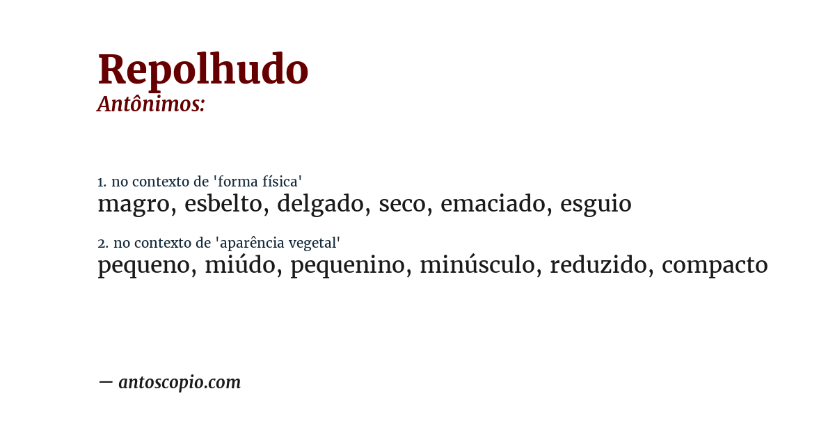 Antônimo de repolhudo