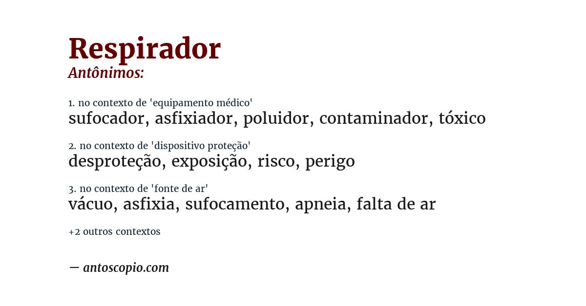 Antônimo de respirador